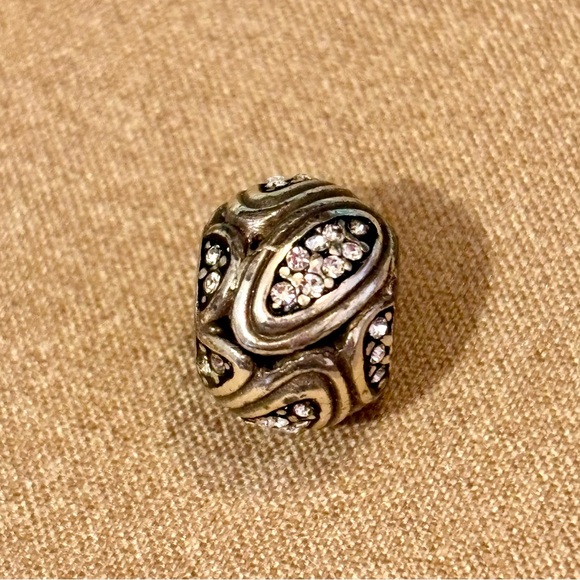 Brighton Orion silver bead Crystal-filled raised ovals Retired - Picture 2 of 6